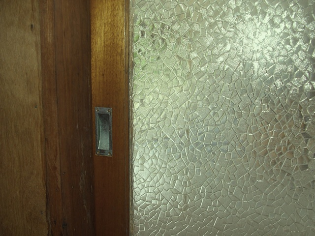 Sliding door - maple and antique patterned glass