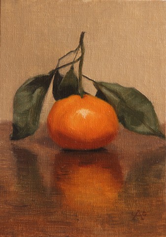 Classical Realist Painting, oil painting, realist still life painting, alla prima painting, mandarin orange by Liza G. Amir