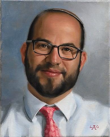 Rabbi Ari Lucas portrait, LAG portraiture, fine art portrait painting, commissioned portrait painting