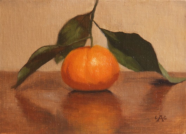 Classical Realist Painting, oil painting, realist still life painting, alla prima painting, mandarin orange by Liza G. Amir