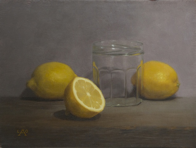 Classical Realist Painting, oil painting, still life lemons by Liza G. Amir