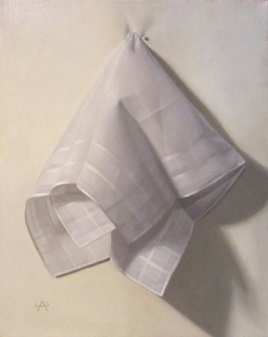 classical realist oil painting of a handkerchief by Liza G. Amir