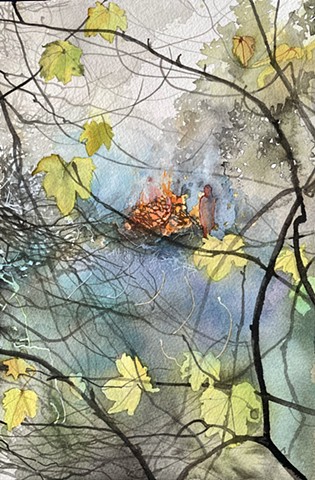 Sycamore leaves and Bonfires I