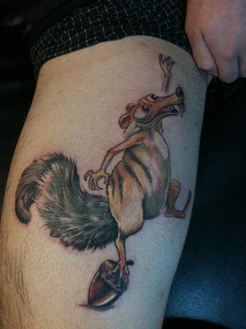 Squirrel Tattoo On Right Thigh