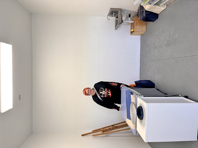 New studio and my sweet and talented studio mate! 