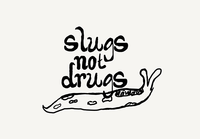 Slugs Not Drugs, Logo for my ceramics and clay sculptures 
