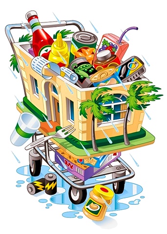 Digital illustration by Phill Flanders of shopping cart