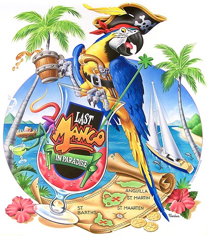 Caribbean Soul Tee shirt artwork of pirate parrot