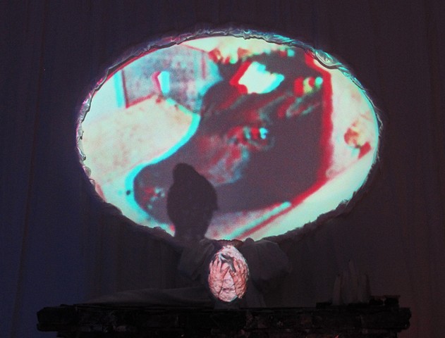Detail of projection on sculpture