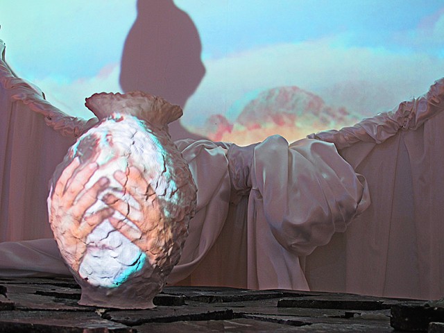 Detail of projection on sculpture