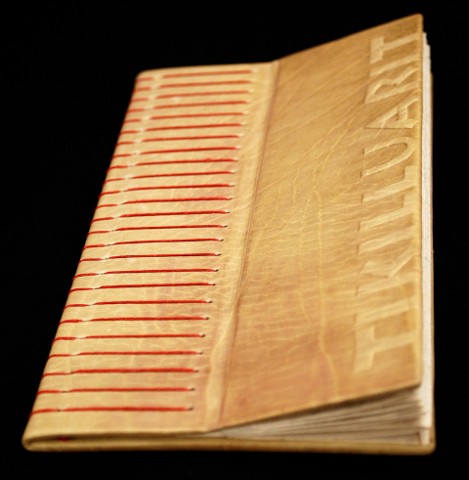 letterpress printed, leather bound edition with wooden sound sculpture