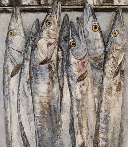 MACKEREL FISH OIL PAINTING ON CANVAS