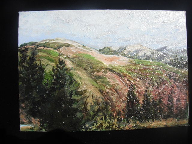 postcard size painting, contemporary american landscape