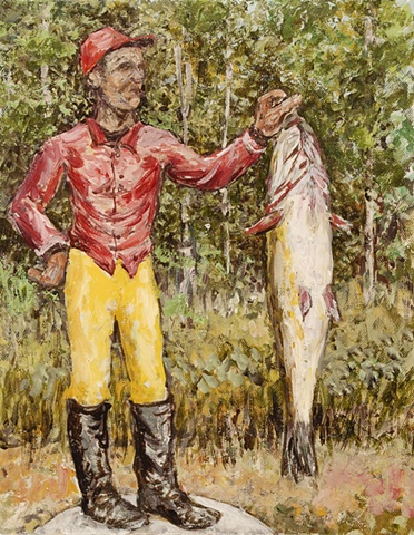 CATFISH AND JOCKEY OIL PAINTING ON CANVAS