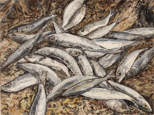 SARDINE FISH OIL PAINTING ON CANVAS