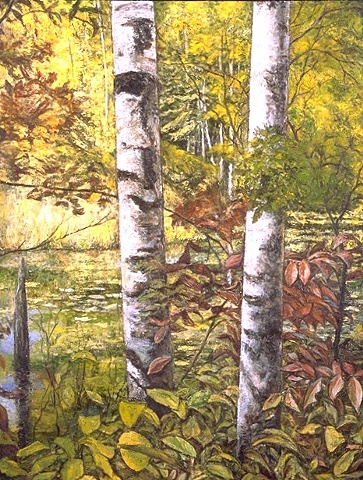 trees landscape oil painting on canvas