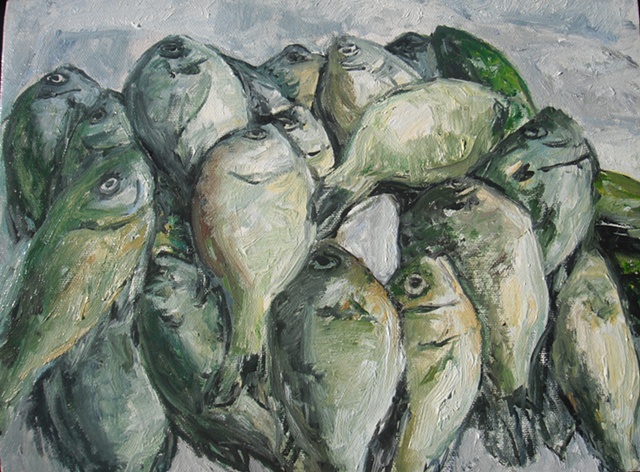 fish oil painting on canvas