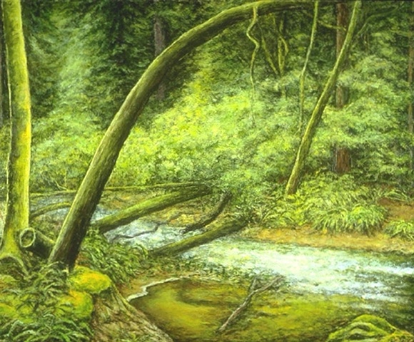 California stream landscape oil painting on canvas