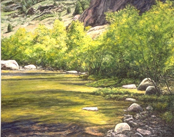 river landscape oil painting on linen