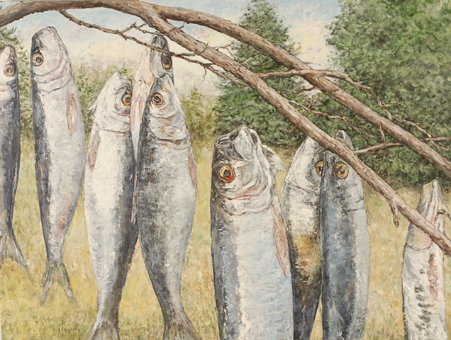 HERRING FISH OIL PAINTING ON CANVAS