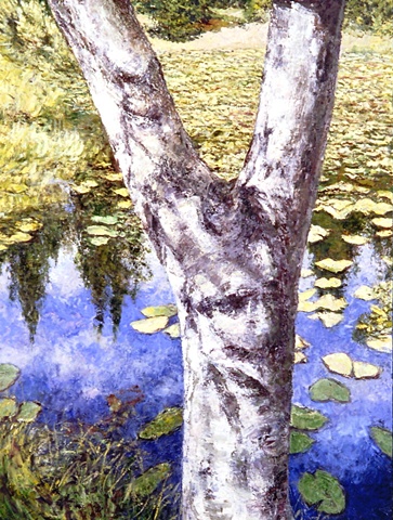 birch tree landscape oil painting on canvas