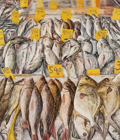 FISH MARKET IN CHINATOWN OIL PAINTING ON CANVAS