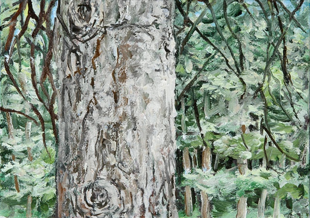 tree landscape oil painting on board