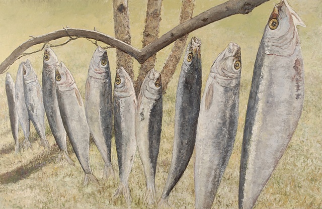 HERRING FISH OIL PAINTING ON CANVAS