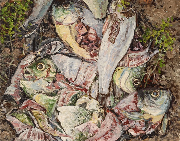 FISH CUTS OIL PAINTING ON CANVAS