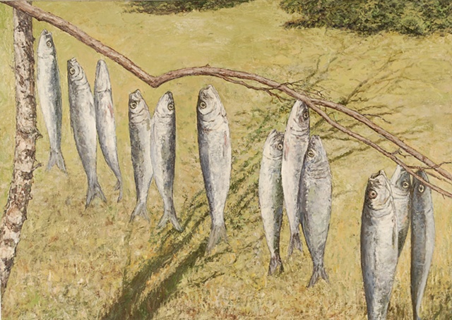 HERRING FISH OIL PAINTING ON CANVAS