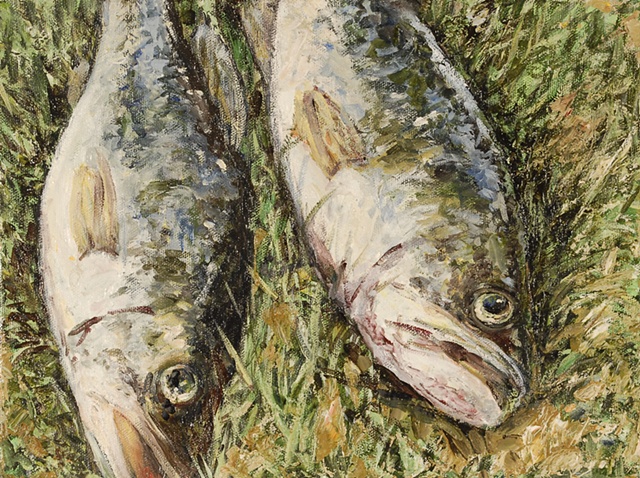 BASS FISH OIL PAINTING ON CANVAS