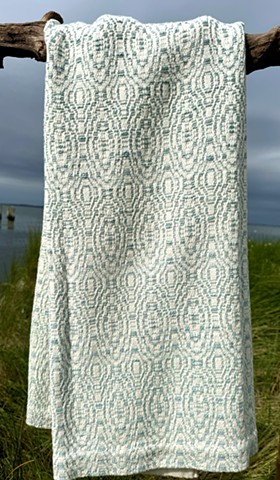 Overshot Baby Blanket - Light Blue(100% Cotton)