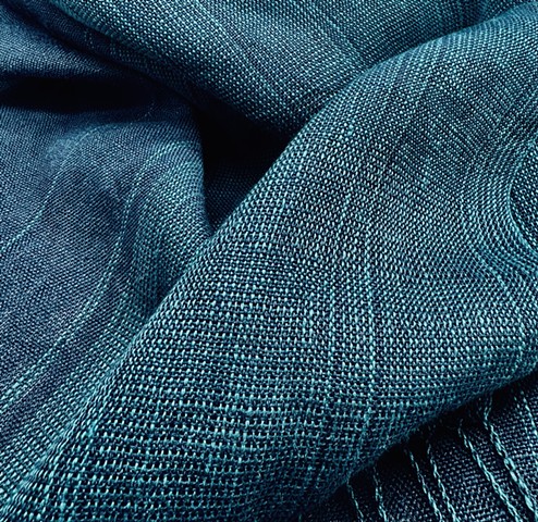 Linen Shawl (Turquoise and Navy Blues)