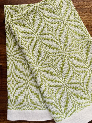 Hand Towels woven in Overshot "Blooming Leaf" (SOLD OUT)