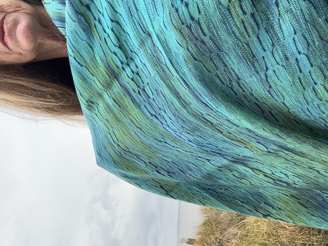 Tencel Shibori Shawl-Turquoise 