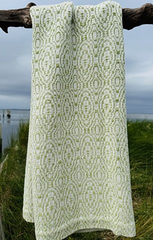 Overshot Baby Blanket - Lime Green (100% Cotton)