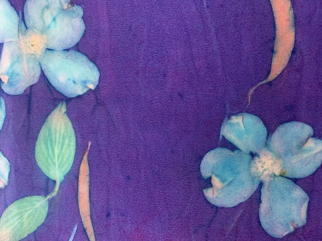 Habotai Silk Scarf-Purple Blue Dogwood (SOLD) 