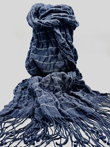 Navy Merino "Collapsed Weave" Scarf (SOLD)