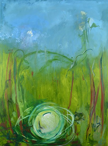 Nature art, Green landscape painting, Forest path, naturalism, field, plants, grasses, leave, Marsh, Meadow, Sap 