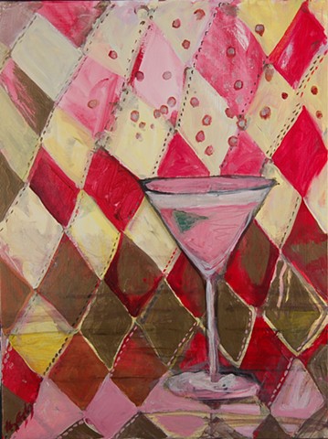 martini painting w diamond pattern