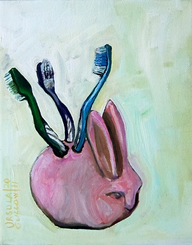 Pink Bunny Toothbrush Holder