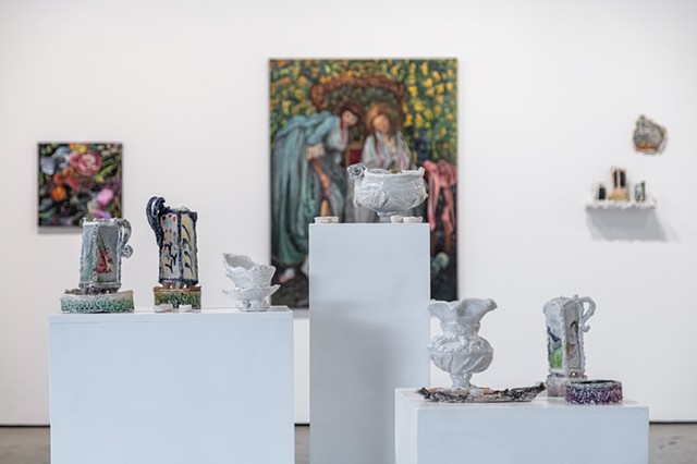 Nightbloom, ceramics with paintings, Tracey Morgan Gallery