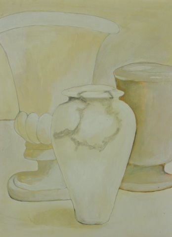 vases of stone alabaster marble still life in ivory and cream