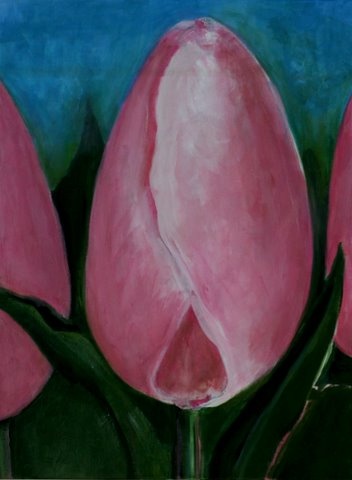 pink tulips tribute to Georgia O'Keefe
