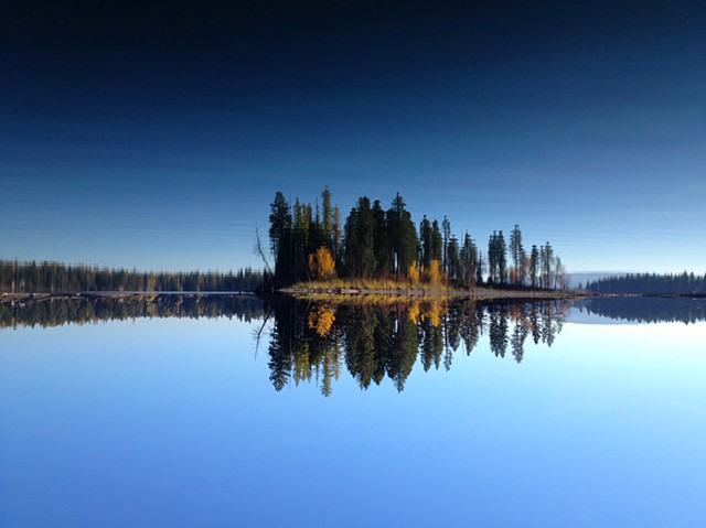 A reflective moment on Echo Lake in northwestern Montana