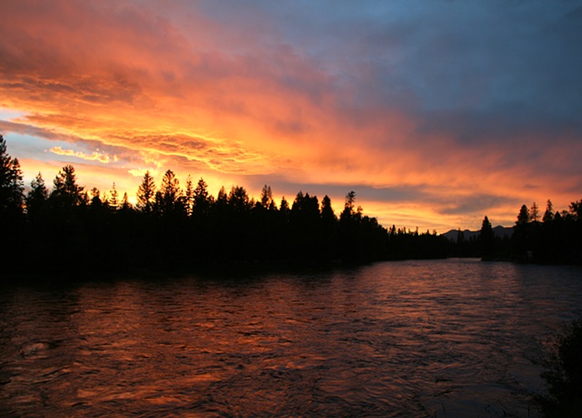Brilliant sunset over the Swan River in northwest Montana.