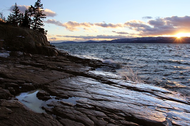January Chinook winds pound the shores of Flathead Lake in northwestern Montana.