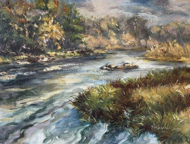 Little Miami River, Oil on Board, Artwork, Milford, Ohio 