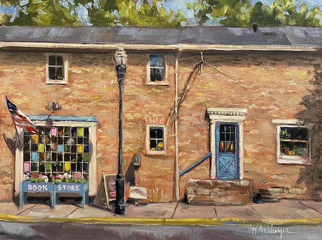 Bookstore Matters, Bookmatters, Oil on Board, Artwork, Milford, Ohio 