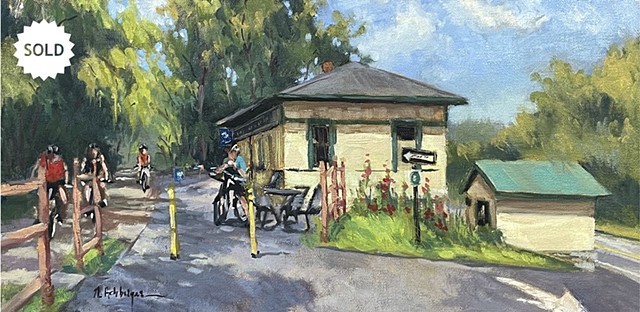 Bike Trail, Oil on Board, Artwork, Milford, Ohio 